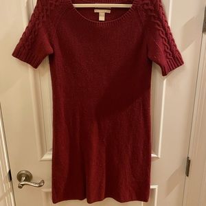 BANANA REPUBLIC Wool Blend Sweater Dress | Short Sleeve | Burgundy | S